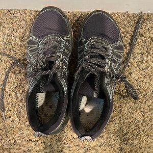 Asics Black and Pale Pink Athletic Shoes